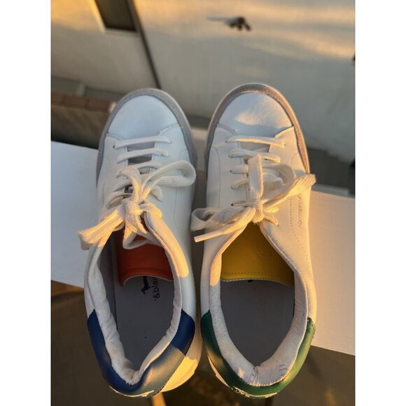 Harmont & Blaine white leather sneakers sz 7 colorblock dauschand embroidered - Picture 2 of 16